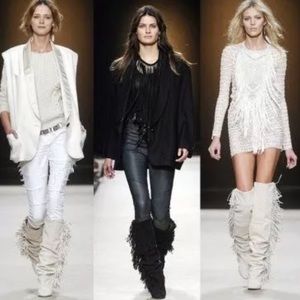 Isabel Marant Over The Knee Fringe Boots Black. So Chic. Never Worn. Runs Small
